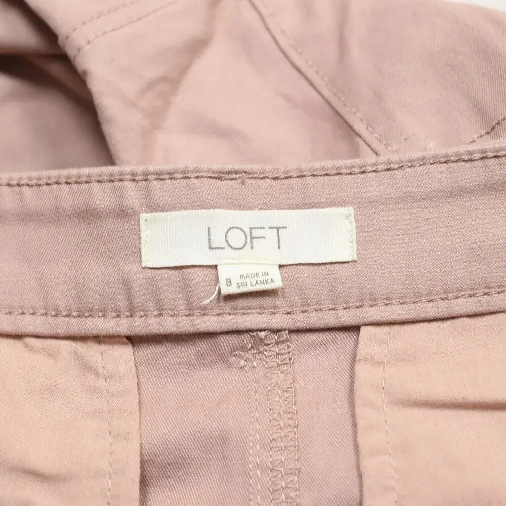 Loft Women Cargo Shorts Zip Solid Pockets Cotton Pink Size 8